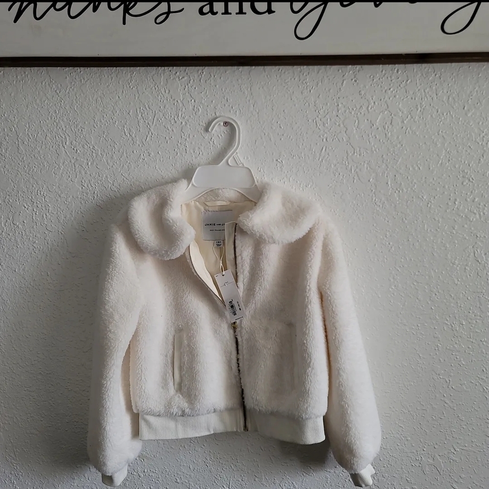Janie and Jack Cream Faux Fur Bomber Jacket